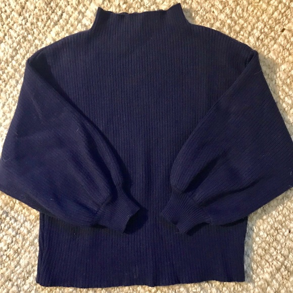 Line & Dot Sweaters - Navy Blue Ribbed Line & Dot Sweater